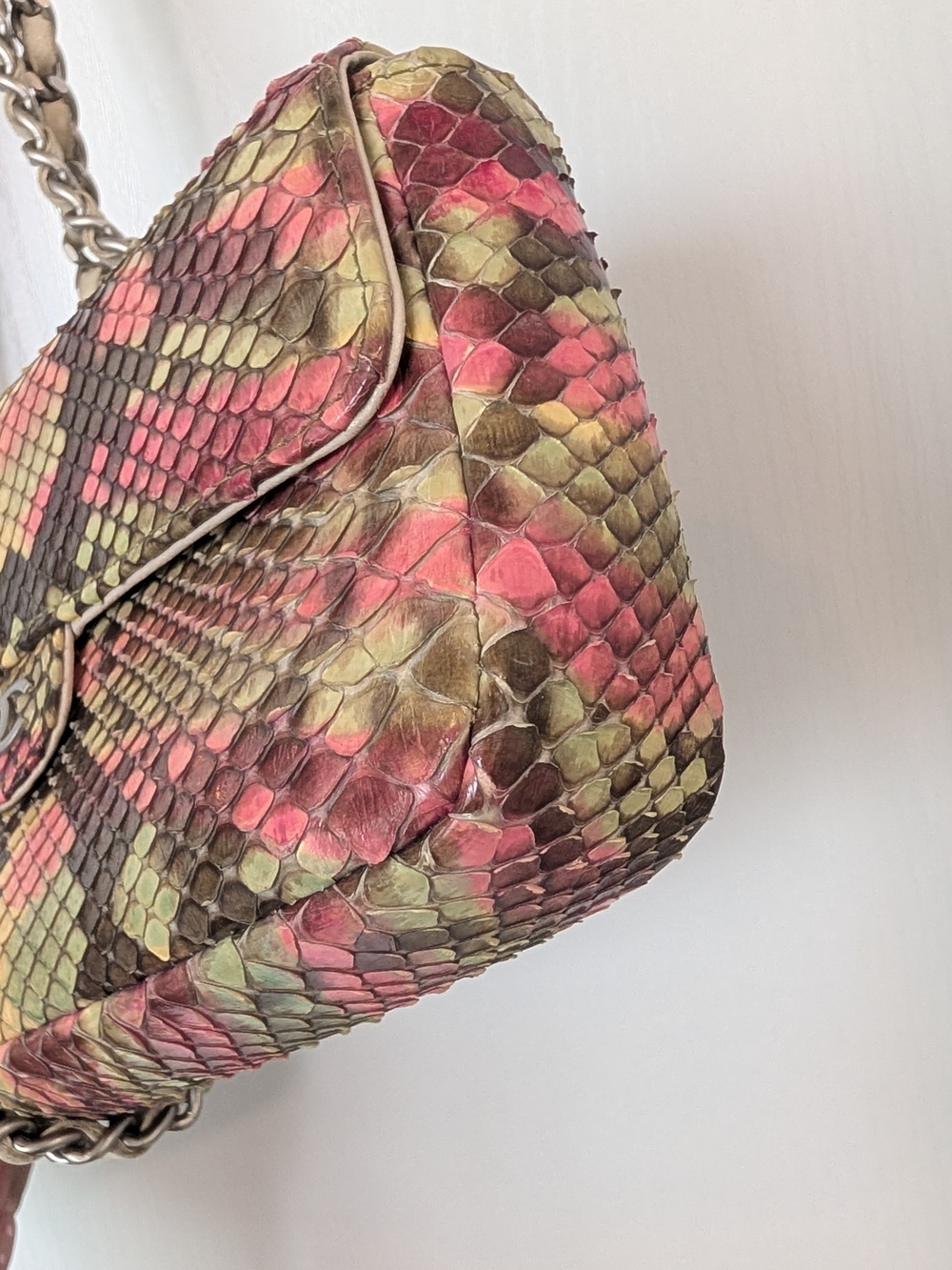 Chanel Pink & Brown Python Mini Flap Convertible Strap To Belt Bag - Picture 4 of 11